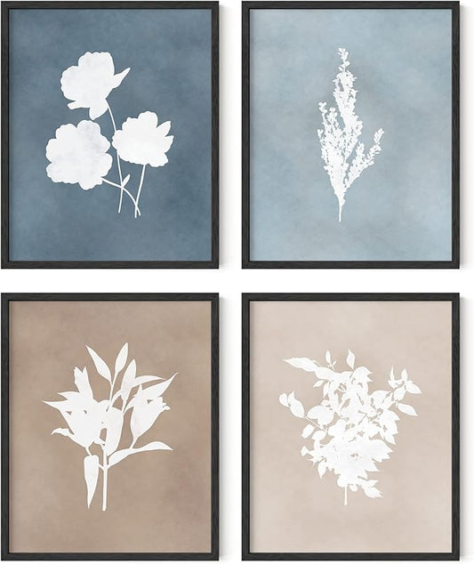 HAUS AND HUES Floral Wall Art - Set of 4 Plant Posters for Wall Vintage Botanical Prints, Flower Pictures for Room Aesthetic Vintage Art Prints Flower Wall Art (16x20, Unframed)