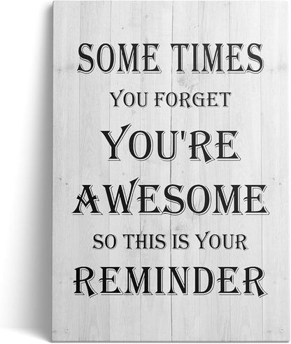Motivational Wall Decor, You Are Awesome Motivational Canvas Wall Decor, Inspirational Canvas Wall Art for Livingroom, Wooden Framed Inspirational Poster for Office, Dormitory, Meeting Room