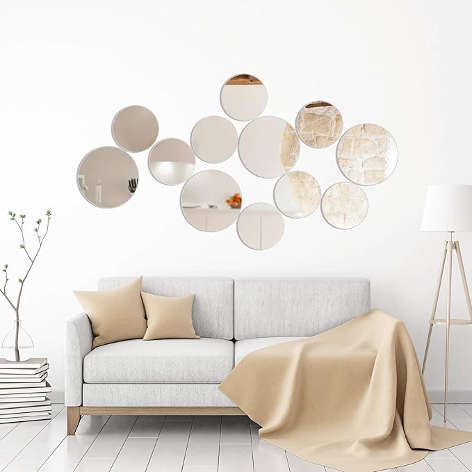 Blulu 100 Pieces Small Round Mirrors for Crafts Adhesive Round Bulk Mirror Tiny Circles Craft Acrylic Tiles for DIY Projects, Wall, Table & Art Decor Essentials (2 Inch)