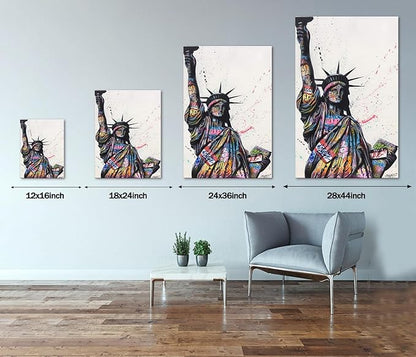 Yatsen Bridge Banksy Street Graffiti Pop Wall Art, America Statue of Liberty Canvas Picture Art Print, Modern Home Decor for Living Room Bedroom Ready to Hang - 12x16 inch
