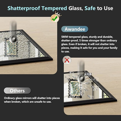 40x38 Inch Black Bathroom Mirror for Wall, Beveled Framed Rectangle Bathroom Vanity Mirrors for Over Sink, Bedroom, Living Room, Entryway, Anti-Rust, HD Tempered Glass, Horizontally/Vertically