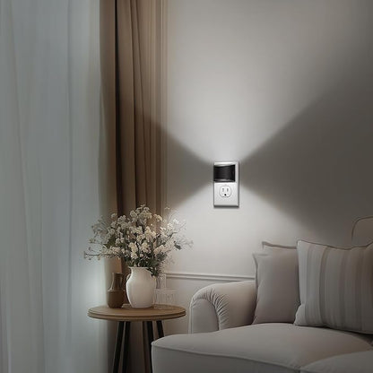 DORESshop LED Night Light[2 Pack], Night Lights Plug into Wall, 3 Level Brightness Adjustable Plug in Night Light, Dusk to Dawn Sensor, Nightlights for Adults, Bedroom, Bathroom, Hallway, 5000K