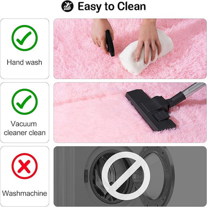 qulint 8x10 Area Rugs for Living Room, Large Fluffy Pink Rug for Bedroom, Soft Shag Shaggy Fuzzy Carpets for Boys and Girls, Modern Alfombras for Kid Room Dorm Room Home Decor (8ft x 10ft, Pink)