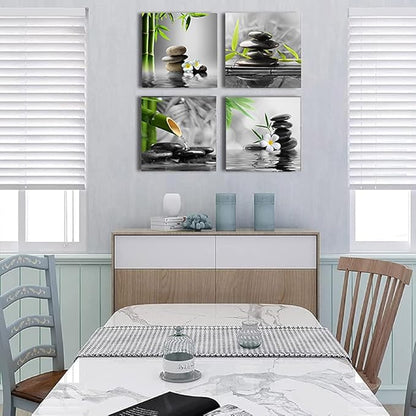 Yxbhhym Bathroom Wall Art Black and White Wall Decor Zen Artwork Buddha Green Canvas Prints Posters Spa Picture for Bedroom Living Room Decor Paintings Modern Office Decorations