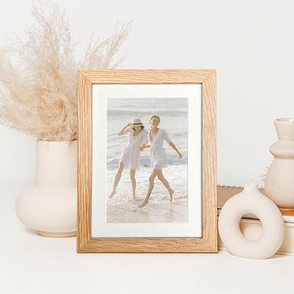 5x7 Wood Picture Frame, Solid Oak 5x7 Photo Frames with Mat to 4x6(Openning Size is 3.6x5.6), 7x5 Natural Oak Frame for Wall and Tabletop Display, Set of 3
