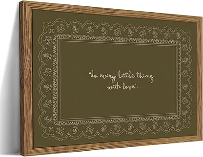 Framed Vintage Inspirational Wall Art, Do Every Little Thing with Love Quote Canvas Wall Decor Painting, Dark Green Christian Bible Verse Poster Print Picture for Living Room Bedroom 12x16 Inch