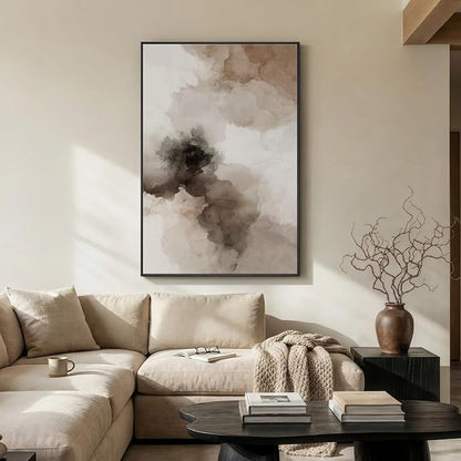 Extra Large Framed Neutral Abstract Wall Art for Living Room, Vertical Brown Beige Canvas Prints Paintings Artwork for Walls, Modern Minimalist Pictures Wall Decor for Bedroom Dining Room, 40x60 In