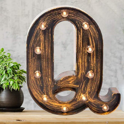 Pooqla Vintage Light Up Marquee Letters with Lights – Illuminated Industrial Style Lighted Alphabet Letter Signs - Coffee Bar Apartment Bedroom Wall Home Initials Decor A-Z