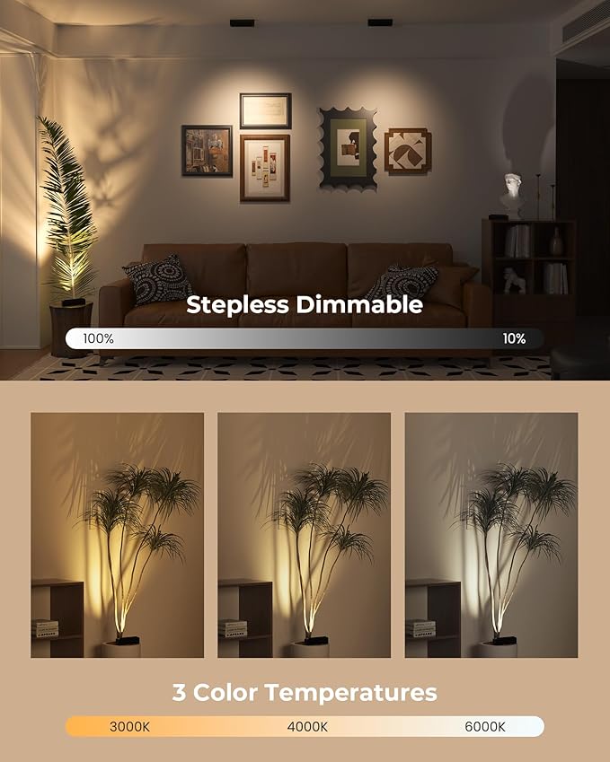 Spotlights Indoor with Daily Auto Timer, 5500mAh Rechargeable Plant Lights, Wireless Uplighting with Remote, 3CCT & Dimmable, Display Lights for Painting, Artwork, Plants, Accent Lighting