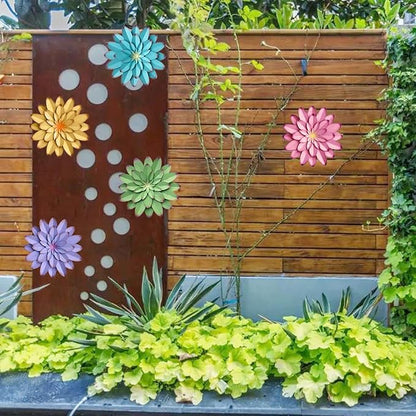 AHYS Wall Art Metal Wall Decor, 12Inch Blue - Indoor Outdoor Metal Flowers Wall Decor for Living Room Bedroom Bathroom Garden