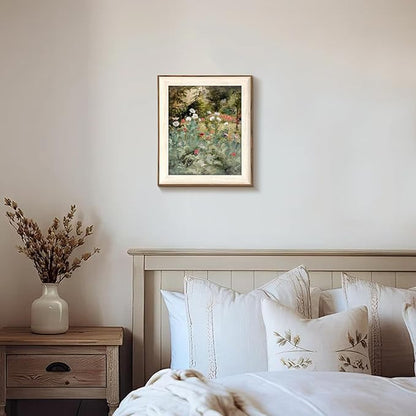 Framed Vintage Wall Art Decor, Canvas Wall Art Room Decor Vintage Still Life Flower Art Prints, Farmhouse Wall Decor Poppy Canvas Oil Painting, Rustic Botanical Floral Wall Decor Pictures, Landscpae Prints - 10x12Inch