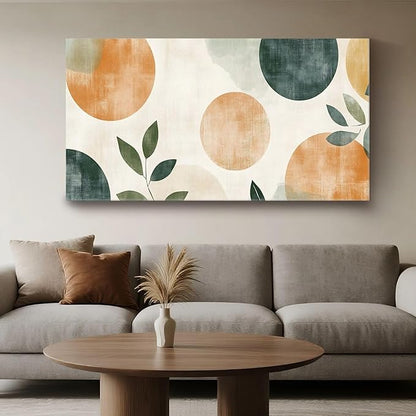 Iallbin Abstract Canvas Wall Art, Large Wall Art for Living Room, for Wall Modern Paintings Wall Decor Living Room (Abstract, Orange and beige, 48L x 24W)