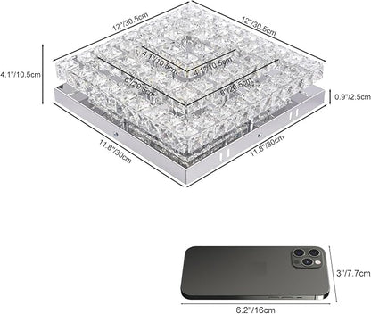 Crystal Chandeliers Crystal LED Ceiling Light 11.8" Square Flush Mount Modern Chandelier Ceiling Lights Fixtures for Bedroom Dining Room Hallway Dimmable by Remote Control