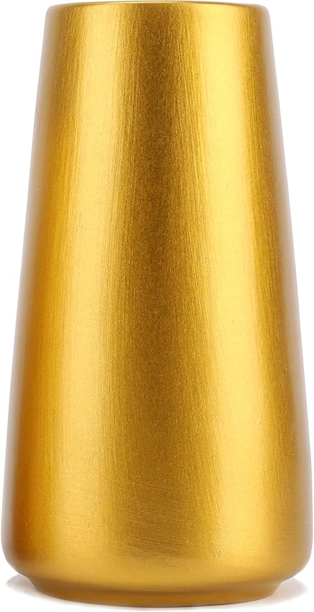 Gold Vase - 6" Gold Ceramic Flower vase for Home/Table/Accent Decor, Minimalist Modern Vases Ceramic for Centerpieces, Room Decor, Living Room, Bedroom or Gift