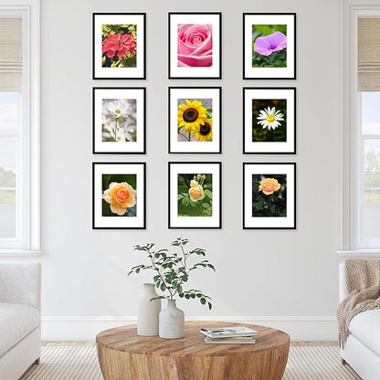 JCJMY 10 Packs 11x14 Picture Frame, Display 8x10 with Mat or 11x14 Without Mat, Black Gallery Wall Frame Set, 11 by 14 Frames Bulk Set of 10 Collage Wall Decor Photo Frames Set for Wall, Black