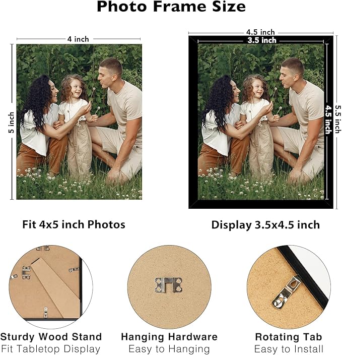 JCJMY 12 Packs 4x5 Picture Frames, Lightweight 4 by 5 Frames Bulk Set of 12 Collage Wall Decor Photo Frames Set for Wall and Tabletop, Black