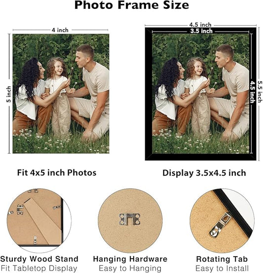 JCJMY 12 Packs 4x5 Picture Frames, Lightweight 4 by 5 Frames Bulk Set of 12 Collage Wall Decor Photo Frames Set for Wall and Tabletop, Black
