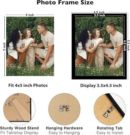 JCJMY 10 Packs 4x5 Picture Frames, Lightweight 4 by 5 Frames Bulk Set of 10 Collage Wall Decor Photo Frames Set for Wall and Tabletop, Black