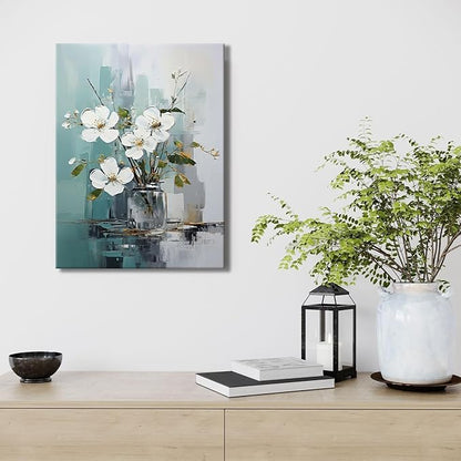 daktenn Floral Canvas Wall Art Green Bathroom Wall Art Pictures Wall Decor Home Decor Wall Decor for Bedroom Livingroom 12x16 Inches
