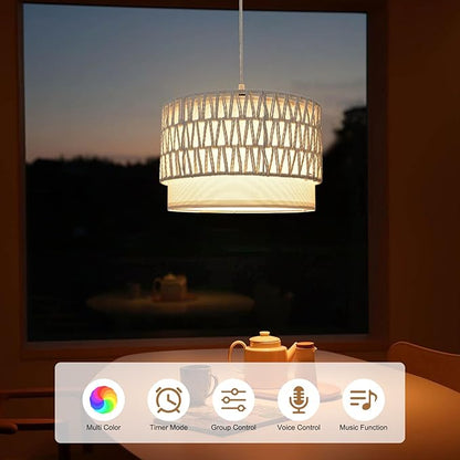 ZSLAIFU Hanging Lamp Plug in Pendant Light, 15FT White Hanging Lights with Plug in Cord, Hanging Light with Bulb and Remote, Hanging Lamps for Bedroom, Living Room, Kitchen, Farmhouse