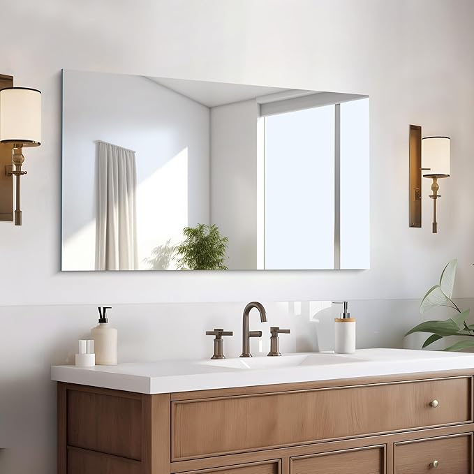 CILIBER Frameless Mirror, 24x40 Mirrors for Wall, Rectangle Bathroom Mirror for Over Sink, Frameless Vanity Mirror with Polished Edge, 3mm Tempered Glass, Hangs Horizontally or Vertically