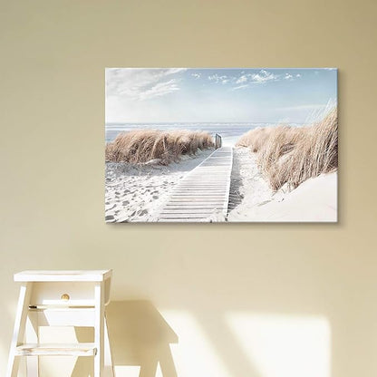 Hardy Gallery Beach Canvas Wall Art Prints: Coastal Seascape Picture Road to Beach Artwork Painting on Canvas for Living Room (36'' x 24'' x 1 Panel)