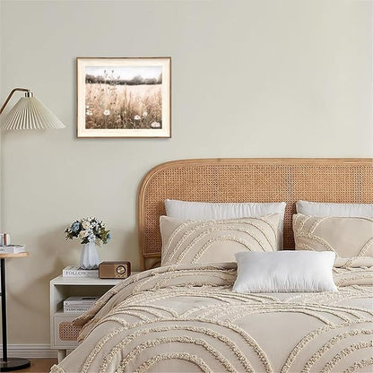 ASTRDECOR Framed Nature Wall Art Prints, Vintage Wildflower Field Landscape Canvas Wall Art Bedroom, Autumn Oil Painting Botanical Artwork, Plant Pictures Farmhouse Wall Decor Living Room - 10''x12''