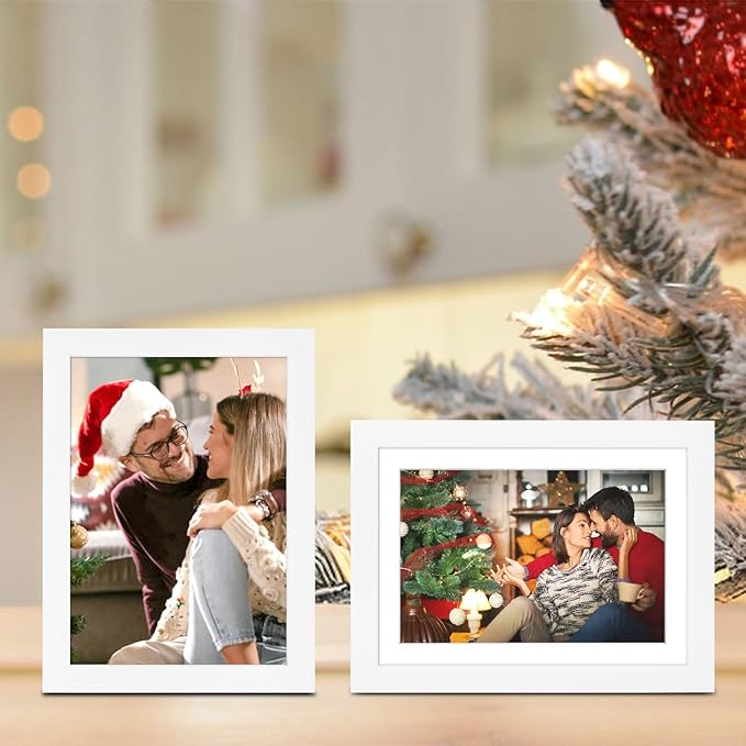8x10 Picture Frame Set of 6, Display Pictures 5x7 with Mat or 8x10 Without Mat for Tabletop Display and Wall Mounting, White