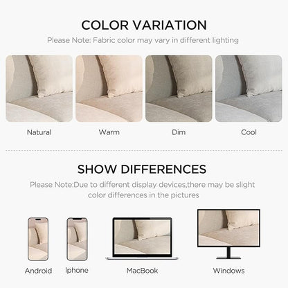 Acanva Luxury Modular Sectional Living Room Sofa Set, Modern Minimalist Style Couch with Ottoman and Chaise, L-Shape, Linen-Like Cream | Minimalist Style