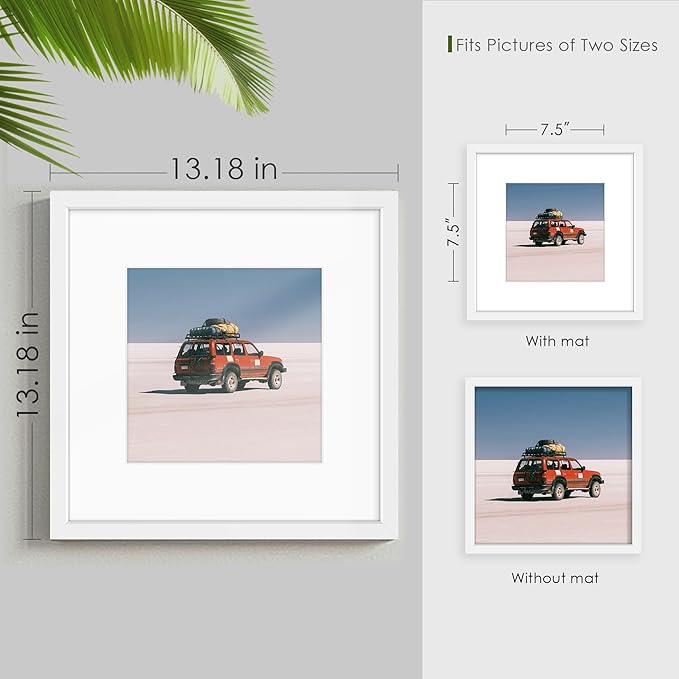 12x12 Picture Frame Sef of 10, Display Pictures 8x8 with Mat or 12 x 12 Without Mat, Photo Frame Collage for Wall Gallery Decor, Wall Mounted, White