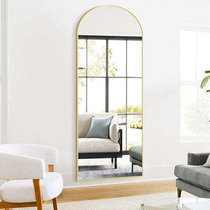TRAHOME Full Length Arched Mirror, 70"x24" Standing Floor Full Body Mirror for Wall with Aluminum Alloy Frame for Bedroom, Living Room, Dressing Room(Gold)
