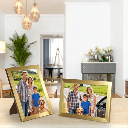 Hoikwo 14 Packs 4x6 Gold Multi Plastic Picture Frames Set with Plastic Cover for Family Photos, Artwork, Light Weight Bulk 4 by 6 Frames Pack for Wall Hanging and Table, Stylish Picture Frames