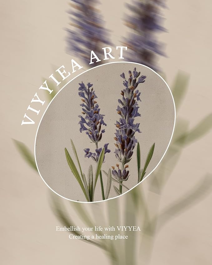 VIYYIEA Vintage French Country Farmhouse Wall Art Decor for Kitchen Bathroom Bedroom, Aesthetic Botanical Lavender Flower Herb Pictures,12x16inch,Gold Framed Canvas Prints Paintings