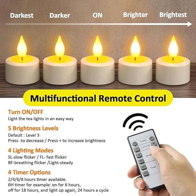 Yme Rechargeable Tea Lights with Remote Timer and Charging Base, 6 Pack LED Battery Operated Flickering Flameless Candles, Electric Tea Lights Votive Candles for Home Wedding Party Holiday Decor