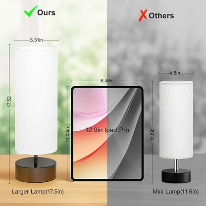 Touch Table Lamp, 3-Way Dimmable Modern Minimalist Accent Bedside Lamp with Cylinder Fabric Shade, Night Light Nightstand Desk Lamp for Bedroom Living Room Kitchen, 9W LED Bulb Included