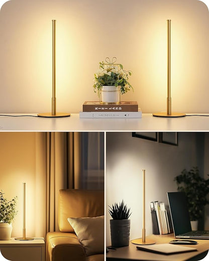 EDISHINE LED Table Lamp, Stepless Dimmable Bedside Lamp with 3 Color Temperature, Modern Nightstand Lamp, Upgraded Desk Lamps for Bedroom, Living Room, Corner, Gift, Metal Finish, Gold, 6W