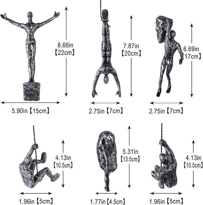 Set of 6 Climbing Men Wall Art Decor Sculpture,Nordic Modern Simplicity Decorative Wall Art, Climbing Man Sculptures,Home & Office Climber Gifts