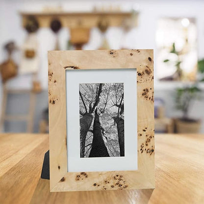 6 Pack Burlwood Wood Gallery Frames Set - Natural Finish Picture Frames for Family Photos - Elegant Wall or Tabletop Decor