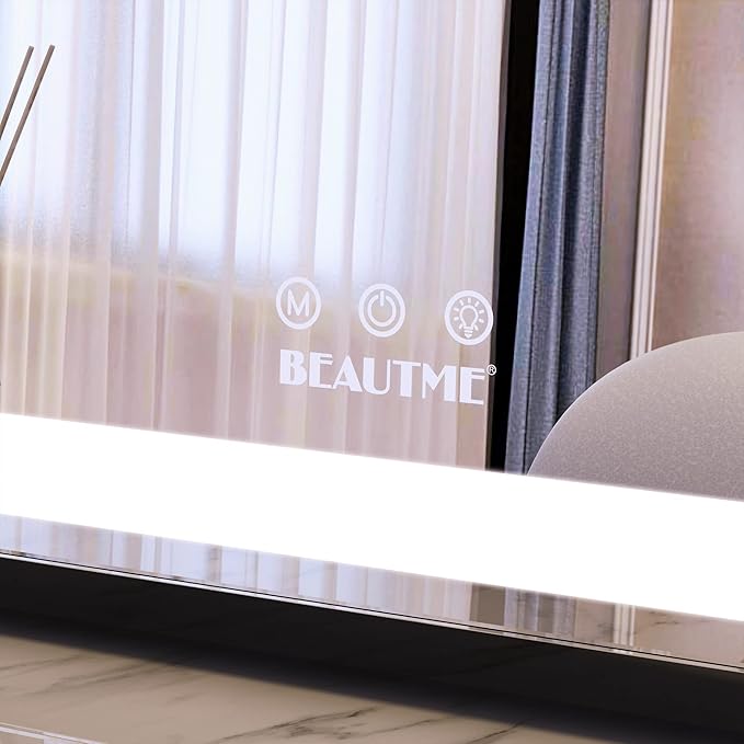 ANYHI Hollywood Makeup Mirror with Lights, Large Lighted Vanity Dressing Table Mirror, Desktop/Wall Mounted Mirror with Lights, Smart Touch Screen, with 10X Magnification, Silver (23.6''x20'')