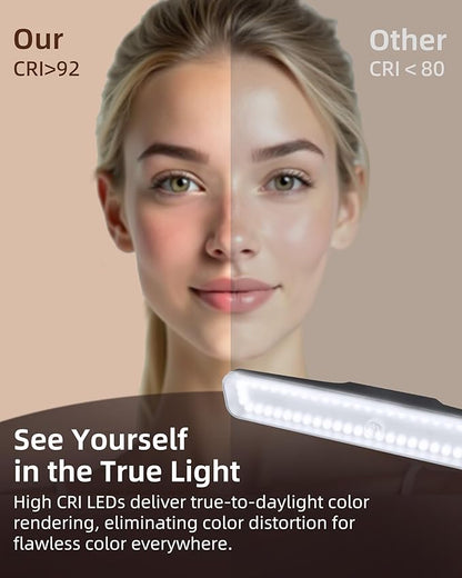 EZVALO Wireless Makeup Light 2 Pack, Vanity Lights for Mirror,Bathroom Mirror Light, Rechargeable, 3 Color Temperatures, Stepless Dimming, Touch Control, Adjustable Angle, Black, Women's Gifts
