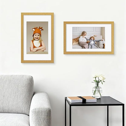 Picrit 11x17 Picture Frame Set of 12, Display 8x12 with Mat or 11x17 without Mat, Photo Frames for Wall Mounting Display, Gold