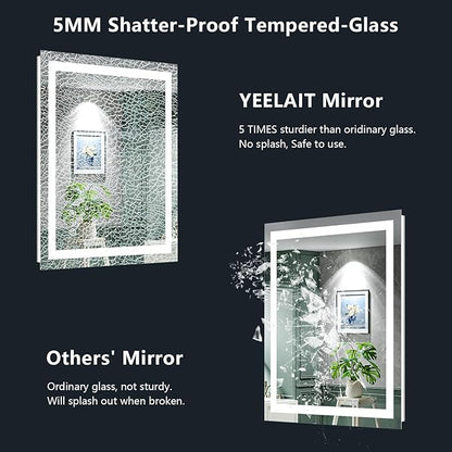 32x32 Inch LED Bathroom Mirror with Lights Front and Backlit Lighted Vanity Mirror for Bathroom Wall with 3 Colors Dimmable Anti-Fog Memory Shatter-Proof IP54 Waterproof Horizontal/Vertical