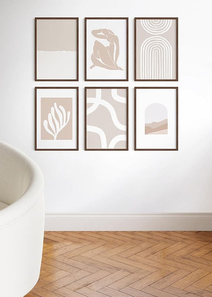 HAUS AND HUES Walnut Wood 16x24 Poster Frames - Set of 9, Natural Frames with Plexiglass and Hanging Hardware (Walnut Oak Frame)