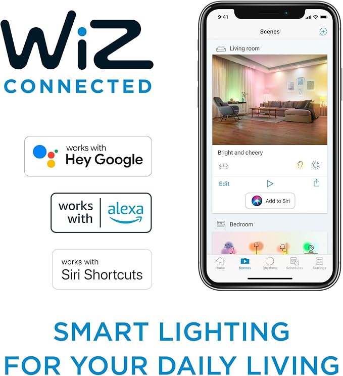 Philips Smart 5-6 Inch Retrofit Recessed Downlight 4-Pack, 1150 Lumens, LED Color Changing Lights, Connects to Wi-Fi, Control with Voice or App, Powered by WiZ Connected