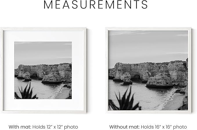 HAUS AND HUES White Oak Wood 16x16 Picture Frames - Set of 25, Square Frames with Mat, Premium White Frames for Wall Decor (16x16 in, White, Set of 25)