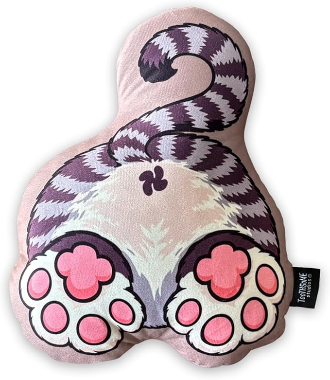Toothsome Studios Tabby Cat Shape Butt Pillow, Polyester Cotton Stuffed Throw, Novelty Animal Design, Multi-Color, 12 Inches (GrayTabby)