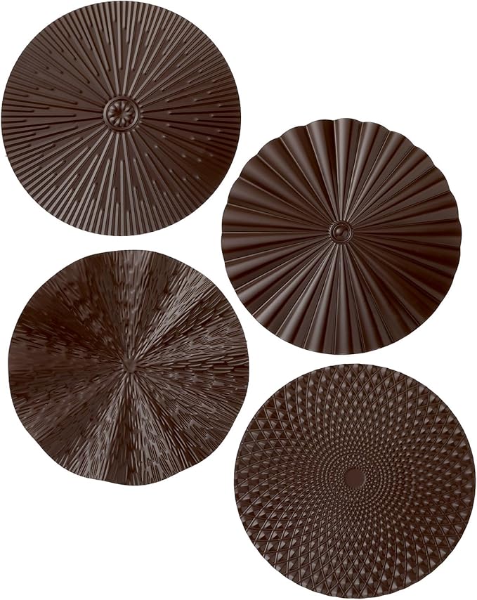 Hicarer 4 Pcs 12 Inch Metal Wall Art Decor Sunburst Hanging Metal Artwork Decor Wall Art Decorations for Home Living Room Office Gift for Christmas(Brown)