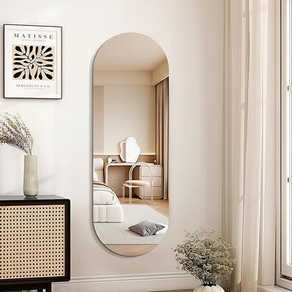 Niccy 65"×22" Frameless Oval Full Length Mirrors, Long Wall-Mounted Mirror for Living Room, 3mm Ultra-Clear Large Body Mirror, Explosion-Proof Hanging Wall-Mirror for Bathroom Bedroom Entryway