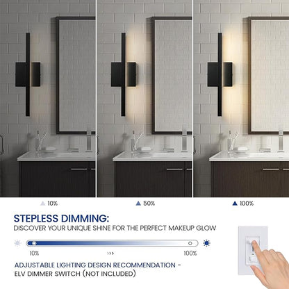 Epinl Bathroom Vanity Light Fixture 16 inch 5CCT Modern Bathroom Light Fixture Over Mirror 12W LED Light Bar Dimmable Wall Sconce Lighting Fixture for Bathroom Bedroom