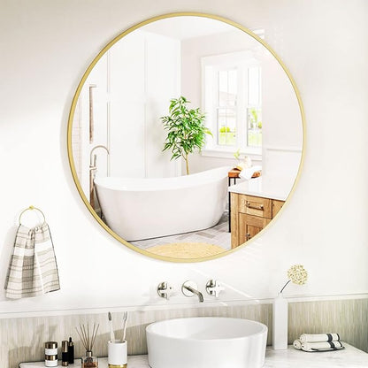 VooBang Round Mirror 19.6" Black Wall Mounted Circle Mirrors Vanity Mirror with Aluminum Alloy Frame Modern Decoration for Bathroom, Living Room, Vanity, Bedroom, Entryway